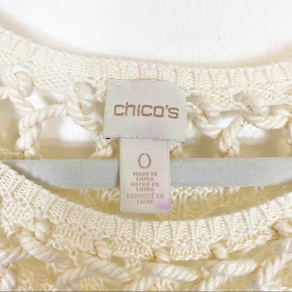 Chico's Crochet Half Sleeve Top Cream Size Small - Picture 9 of 12